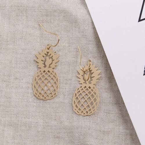 Gold Color Pineapple Earrings for Women Vintage Hollow Earring Delicate Summer Drop Earing Jewelry Brincos Oorbellen 2019