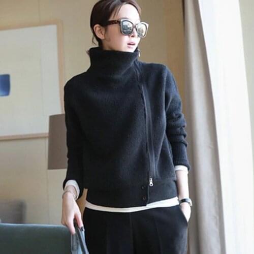 BARESKIY 2019 spring new sweater loose zipper cashmere cardigan long sleeve short knit bottoming shirt sweater coat