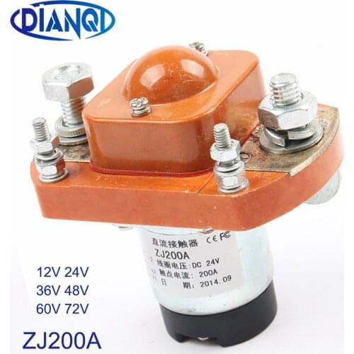 ZJ200A 1NO normally open 12V 24V 36V 48V 60V 72V 200A DC Contactor for motor forklift electromobile grab wehicle car winch