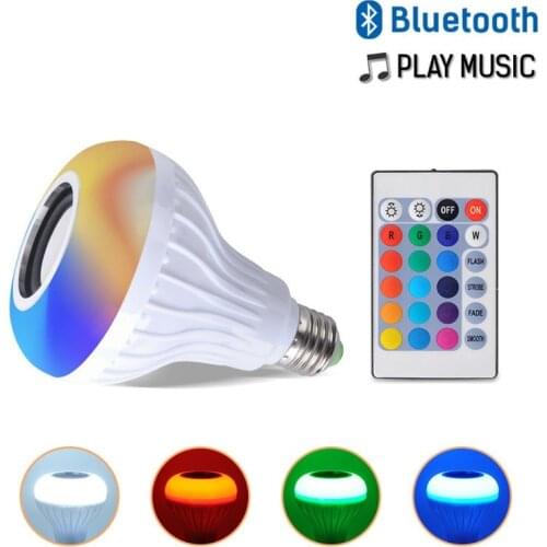 12W Smart E27 Ampoule LED Bulb RGB Light Wireless Bluetooth Audio Speaker Music Playing Dimmable Lamp with APP Remote Control