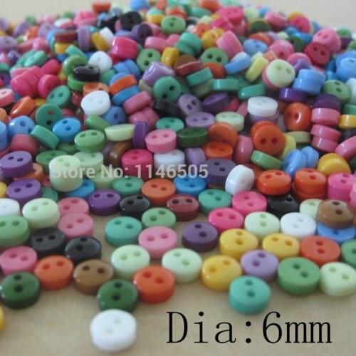 200Pcs/lot 6mm s Resin Buttons Random Mixed color 2 Hole Sewing Decorative Buttons Sewing Accessories Scrapbooking