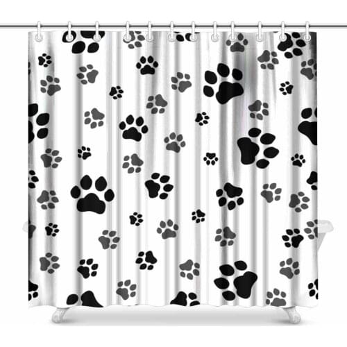 Aplysia Paw Print Cat Footprint Art Decor Shower Curtain Set Cartoon Animal Waterproof Polyester For Bathroom Curtain Shower