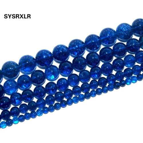 Free Shipping Natural Stone Blue Crystal Round Loose Beads For Jewelry Making Fit Charm Diy Bracelet Necklace 4/6/8/10/12 MM