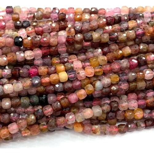 Veemake Colorful Spinel Natural Necklace Bracelets Earrings Ring Faceted Irregular Cube Womens Small Beads For Jewelry Making