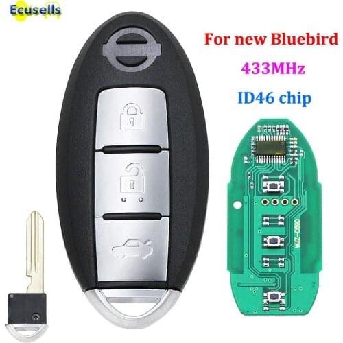 Keyless Entry Smart Remote Key Fob 3 Buttons 433MHz with ID46 PCF7952 chip for Nissan New Bluebird Sylphy