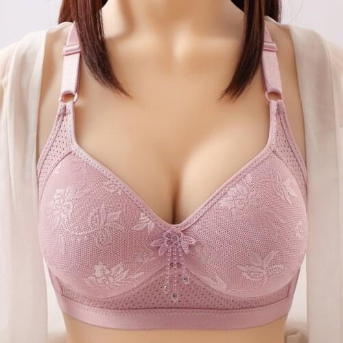 Women Seamless Push Up Bra Sexy Lace Plus Size Brassiere Female Wireless Gathered Bralette with Pad Lingerie