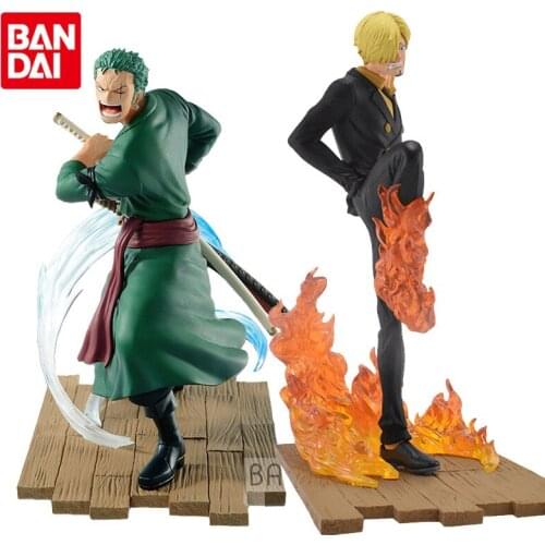Bandai Genuine One Piece FS LOG FILE Quarrel Roronoa Zoro Vinsmoke Sanji Anime Action Figure Collect Model Toys Ornaments