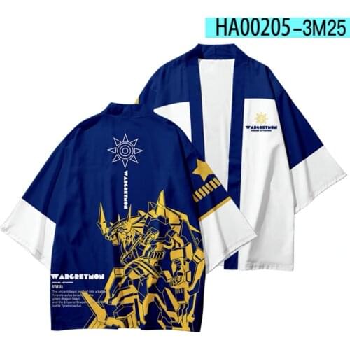 Digimon adventure wargreymon japanese anime kimono cosplay boys girls cardigan fashion summer shirt casual kimono short sleeve