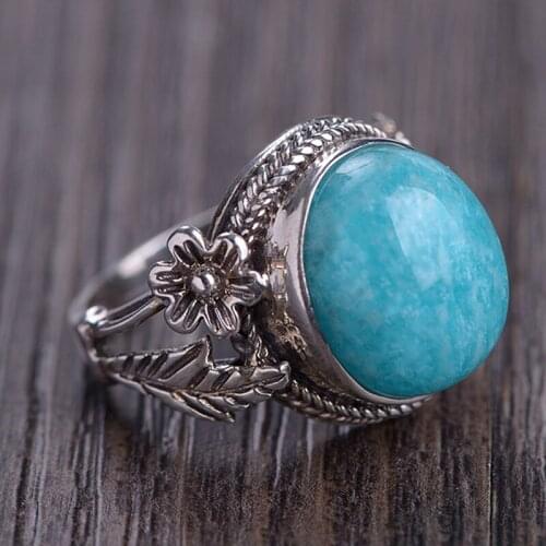 925 Sterling Silver stone women Vintage ring Jewelry rings Luxury A5293
