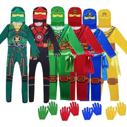 Ninja Jumpsuit Boy Costume Kids Fancy Party Dress Up Halloween Costume for Kids Ninja Rompers Cosplay Superhero Rompers Set Hot