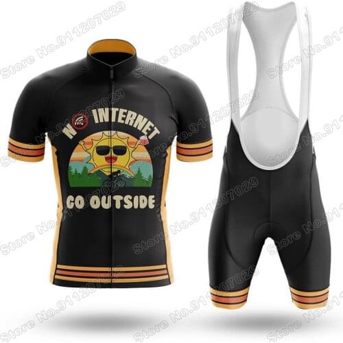 2021 No Internet Go Outside Cycling Jersey Set Summer Bicycle Clothing Road Bike Shirts Suit Bicycle Bib Shorts MTB Wear Maillot