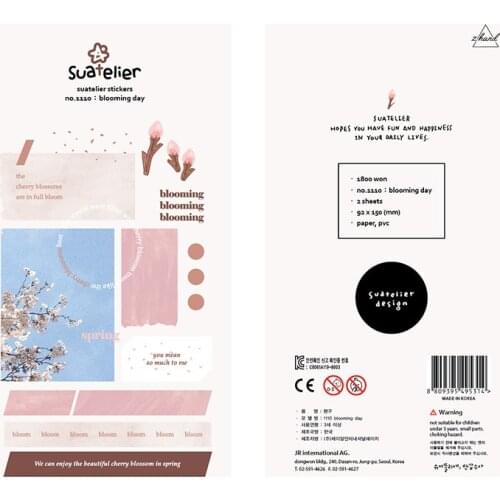 Korean Import Sonia Brand Blooming Sakura Sticker Scrapbooking DIy Journal Stickers Stationery Kawaii School Office Supplies