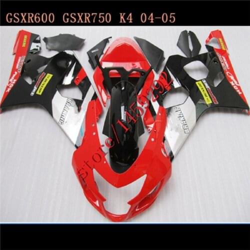Injection red black white Fairing For SUZUKI GSX R600 R750 GSXR600 bodywork GSXR 600 750 04 05 GSXR750 K4 04 05 2004 2005