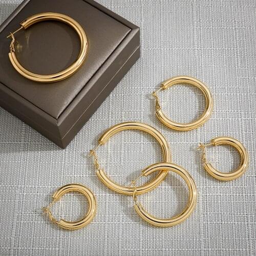 Fashion Geometric Circle Oversize Hoop Earrings For Women Gold Copper Big and Small Round Statement Earrings Vintage Jewelry