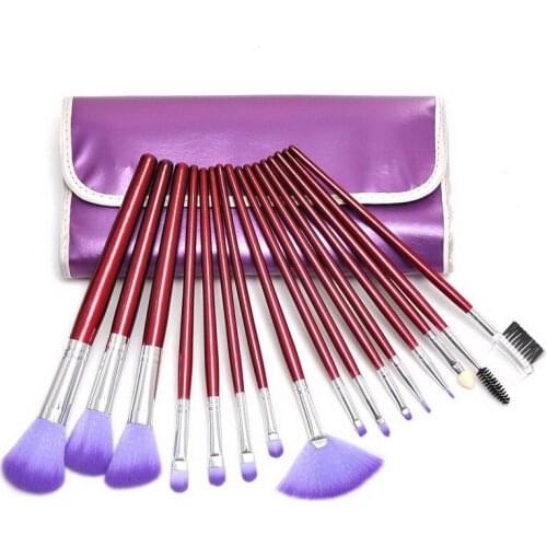 Wholesale good quality 16pcs purple Makeup Brushes Set goat hair purple Cosmetics Brush kit with pu bag 4sets/lot free shipping