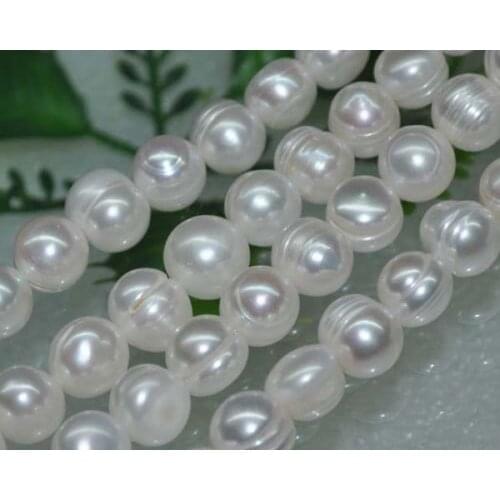 Natural white 5strs A++ 9-10mm luster screw thread freshwater pearls