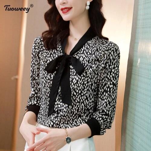 New Vintage Chiffon Blouse Women Black Blusas Mujer De Moda 2021 Summer Korean Style Plus Size Tunic Tops polka dot Shirts