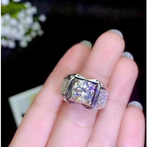 Newest man muscular power ring crackling moissanite gem ring jewelry gift size 8 mm*8 mm shiny better than diamond natural gem