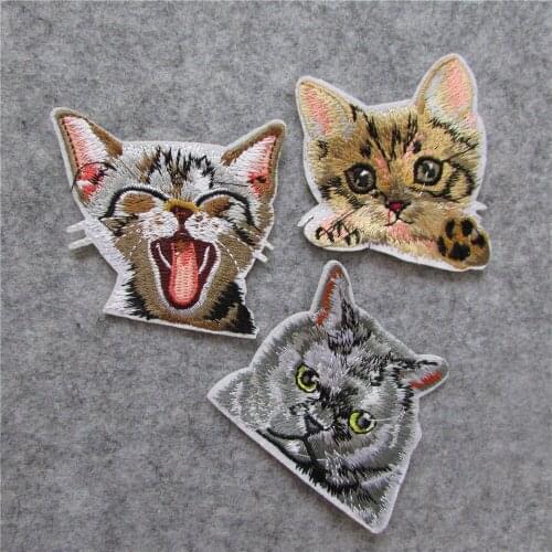 2017 New Cat Sunglass Patches Iron On Or Sew Fabric Sticker For Clothes Badge Embroidered patches DIY C5933-C5935
