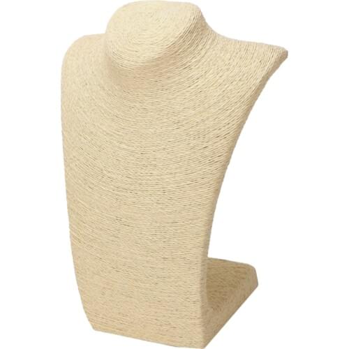 Novelty Necklace Bust Stand Jewelry Display Rack for Pendant Chain - Figurine Mannequin Jewelry Organizer, Beige