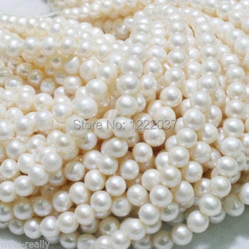 NEW 7-8mm White Freshwater Natural Pearl Round Loose Beads 14"