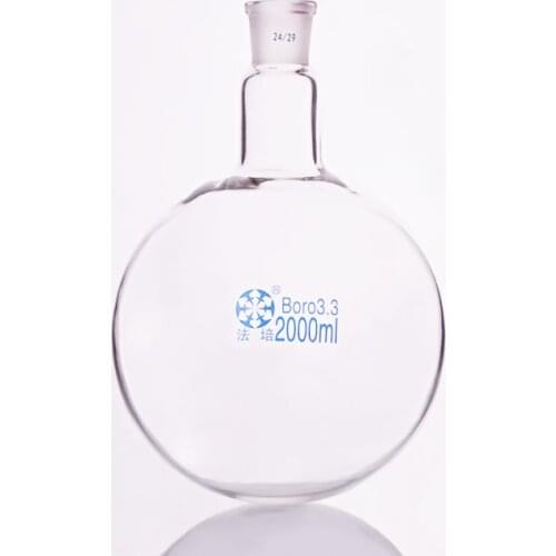 Single standard mouth round-bottomed flask,Capacity 2000ml and joint 24/29,Single neck round flask
