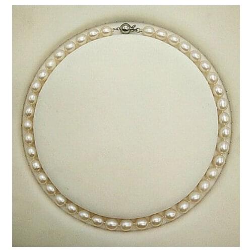 AAAA+7-8mm south sea white pearl necklace 17inch 925 Silver clasp