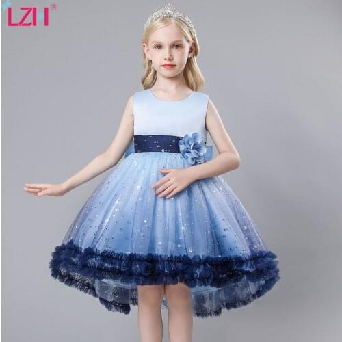 LZH Wedding Party Dress 2021 Tail Dress For Childrens Clothing Girls Party Dresses 3-10 Year Kids Costume Fashion Evening Dress