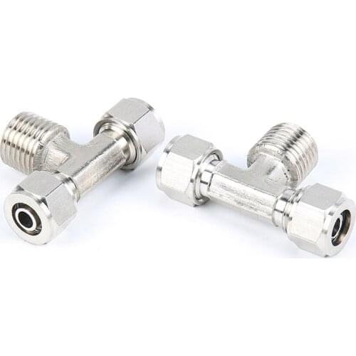 1pc PB 6/8/10/12mm series PD6-4-01 Copper pneumatic quick-screw air pipe connector threaded tee TF