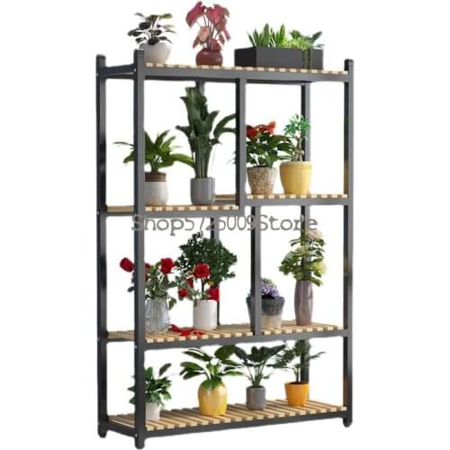 Flower stand balcony shelf floor type multi-layer indoor iron flower shop flower pot stand against the wall indoor succulent flo
