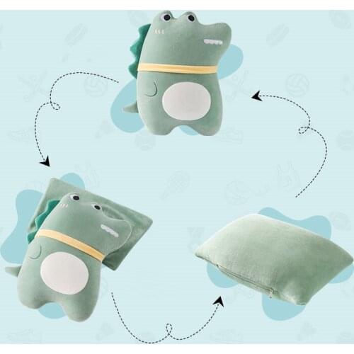 Dual-use Portable Cute Pillows Dinosaur Doll Shape Shifting Little Throw Fluffy Pillow Mat Children Nap Soft Seat Cushion