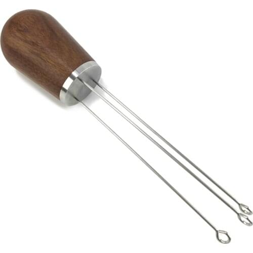 1pc Solid Wood Handle Stainless Steel Espresso Coffee Tamper Stirring Needle Espresso Tamper Espresso Packer Coffee Maker