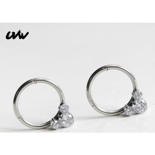 UVW527 1pc Fashion Love 316L Steel CZ Segment Tragus Fake Septum Nose Rings Stud Helix Piercing Body Jewelry Women Earrings