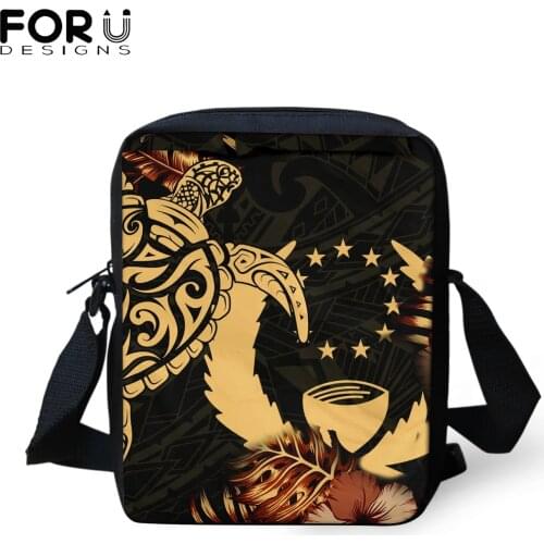FORUDESIGNS Women Mini Messenger Bag Pohnpei Polynesian Gold Tutle Flower Luxury Casual Shoulder Bags for Female Multifunctional