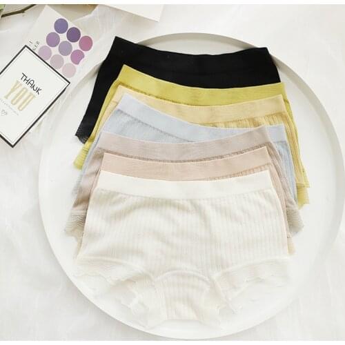 Summer silk crotch Mid-rise Panties women Japanese fresh High elasticity Seamless briefs women boyshort Panties NAG01
