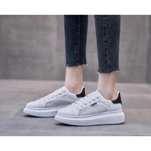 White Shoes Women 2021 Summer Korean Mesh Breathable Fashion Platform Casual Sneakers Womens Sports Shoes Flats Zapatillas Muje