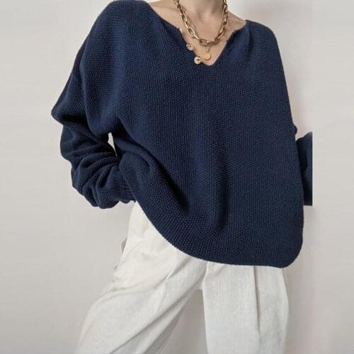 Vintage Sweater High Street Solid Color Knitted Sweaters Y2k Women Pullover Tops 2021 Winter Thin Long Sleeve Sweater Jumper