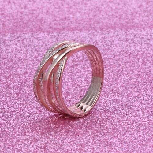 Hot Sale 925 Sterling Silver Rose Gold Ring Interweaving Ring Fashion Versatile Womens Ring For Women Jewelry