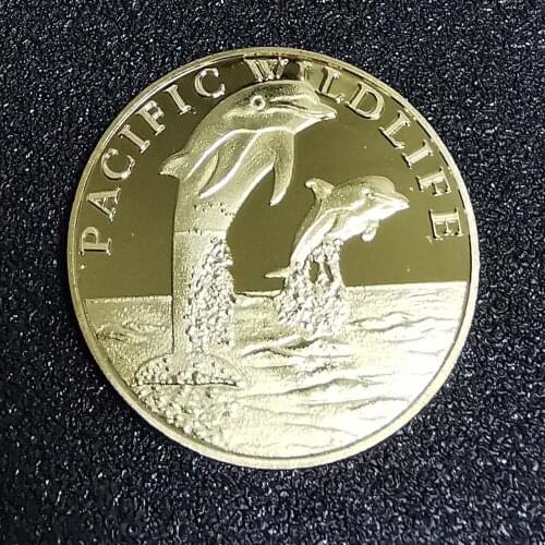 Tooth Fairy Gold Plated 30*3mm Commemorative Coins Dolphin Creative Kids Tooth Change Gifts