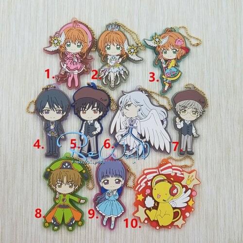 1pcs Anime Keychain Card Captor Sakura Li TUKISIRO YUKITO KINOMOTO TOUYA Keyring Phone Pendant Resin Rubber Keychain