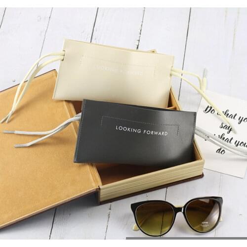 1Pcs Protable Sunglasses Protector Travel Pack Pouch Glasses Case Double Layers Drawstring Leather Bag Eyewear Accessories