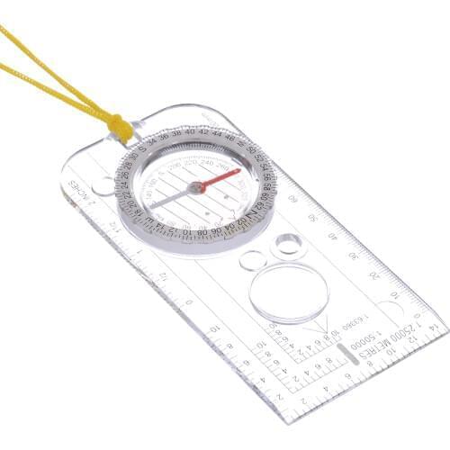 1pc Professional Mini Compass Map Scale Ruler Magnifying Navigation Map Multifunctional Equipment For Outdoor Hiking Camping