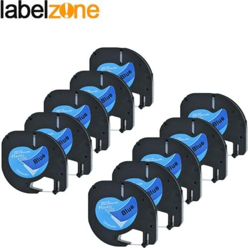 10pcs 12mm 91205 Plastic Label Tape Compatible Dymo LT91205 91335 91225 59426 Label Ribbon for DYMO Letratag Label Printers