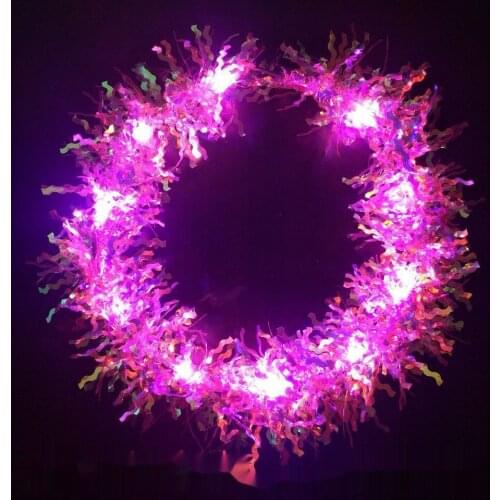 10pcs Women Christmas Luminous Crown Wreath Fairy Lights Hair Band Headband Bridal Headdress Glow Wedding Birthday Party Gift