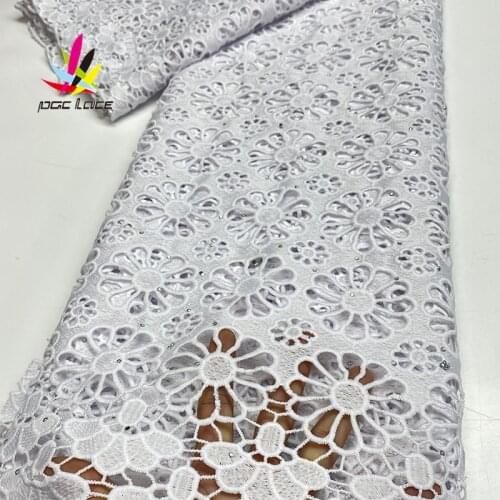 2020 Tissue Lace African Pure Milk Silk White Dress Styles Aso Ebi Guipure Fabric Burnt Soft Guipure Stones Rhinestone