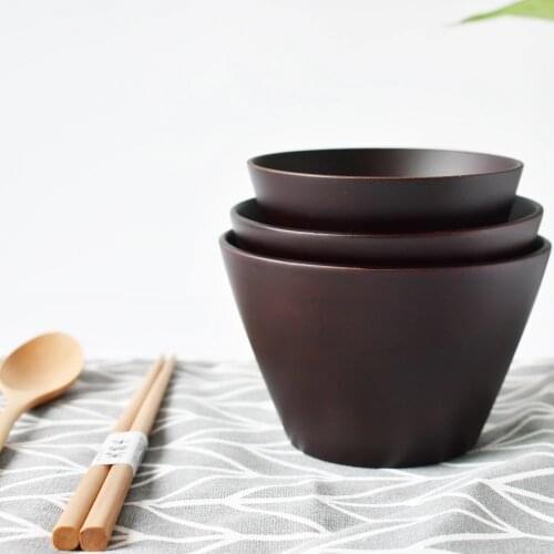 3 Sizes Natural Wooden Food Containers Bamboo Bowl Tableware Kitchen Bowl Soup Noodle Rice Dinner Dishes For Family