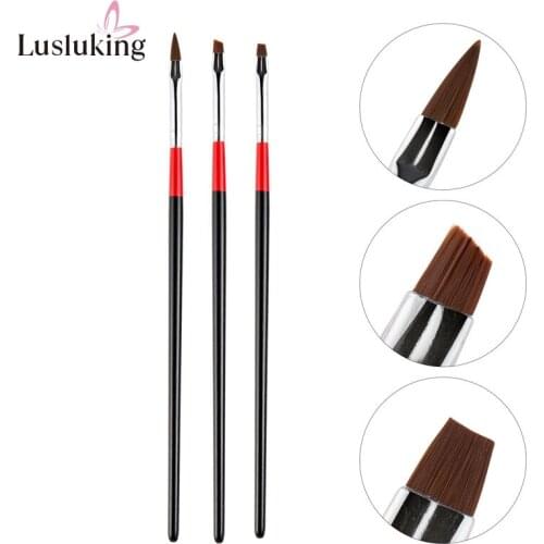 3Pcs Nail Art Brush UV Gel Builder Set Design Pen Painting Dotting Tools Black and Red Handle Wholesales Acrylic Manicure Tools