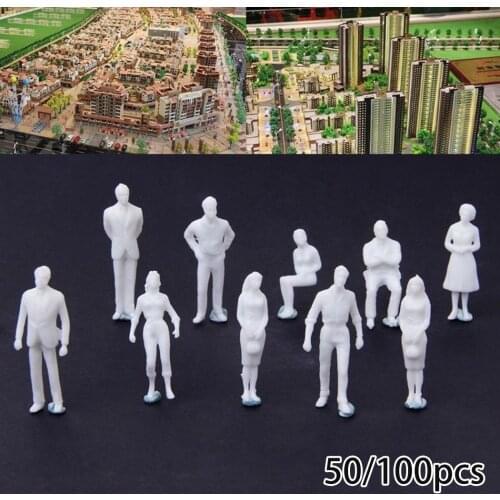 50/100Pcs 1:75 Scale Model Miniature White Figures Human Architectural Model Sand Table Simulation People