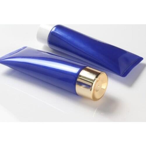 50pcs/lot Plastic 100ml Blue Soft Bottle Cosmetic Facial Cleanser Cream Squeeze Tube Shampoo Lotion Containers