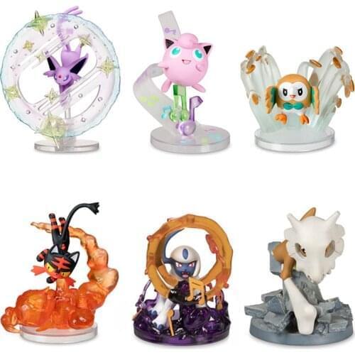 6Pcs/Set Cartoon Cubone Litten Rowlet Espeon Jigglypuff Absol Action Figure Toys Anime Pokemones Figure Dolls Hot Gifts Toys